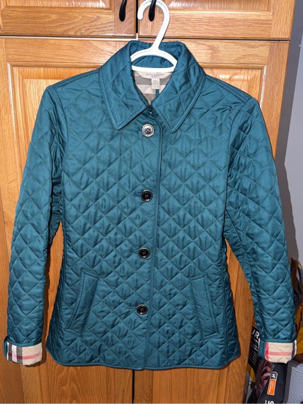 Burberry Brit Copford Diamond Quilted Jacket Size Small in dark teal colour